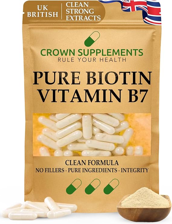 Biotin Hair Growth Supplement | Clean Formula Extracts | Hair Vitamins | Hair Skin and Nails Vitamins for Women & Men | Crown Supplements UK (180 Capsules)