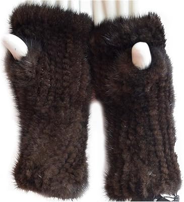 Valpeak Womens Winter Mittens Knitted Mink Fur Gloves Fingerless Arm Warmers Cold Weather Elasticity