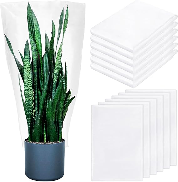 6 Pcs Winter Plant Covers Freeze Protection Small Plastic Clear Film Cover Shelter Bags Waterproof Frost Cloth for Outdoor Plants Greenhouse Garden Rain Frost Protection(15.7 x 27.6 Inch) | Small Plastic Clear Film Cover, Shelter Bags, Waterproof Frost Cloth for Outdoor Plants, Garden Rain Frost Protection