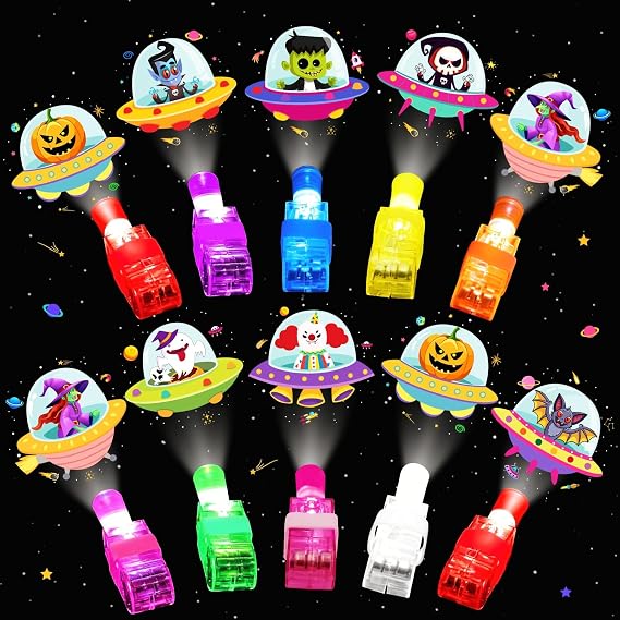Olixmlya 40PCS Halloween Party Favors for Kids, LED Finger Lights Glow in the Dark Toys Halloween Goodie Bag Fillers Treats Bulk for Halloween Party Classroom Prizes Trick or Treats Gifts