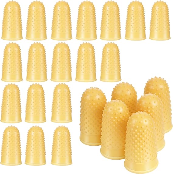 24 PCS Rubber Finger Thimbles for Tips Protection, Small Finger Paper Grips, Reusable Fingers Covers Protector Pads for Paperwork Money Counting Cutting Sorting Hot Glue Wax Embroidery Sewing Crafts