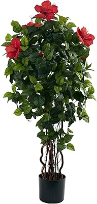 Nearly Natural 4ft Hibiscus Artificial Tree, 4ft