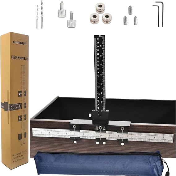 Cabinet Handle Jig, Template Tool for Hardware Installation Hole Drilling | Adjustable All Metal Hardware Jig, 5mm & 4mm Hole Guide for Installing Pulls and Knobs on Cabinet Door, Cupboard, Drawer
