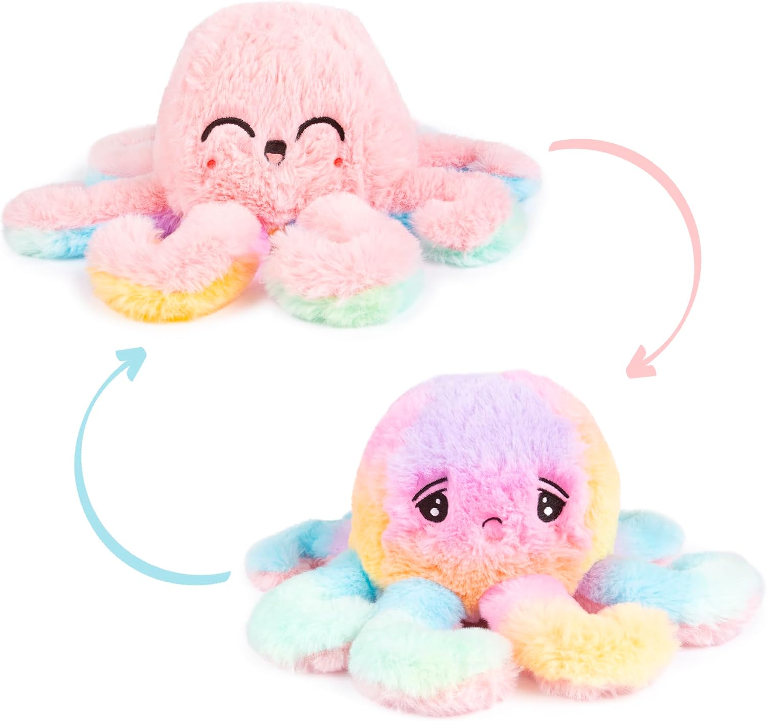 abeec Reversible Octopus Plush - Reversible Plushie - Mood Octopus - Happy Sad Octopus - Soft Toys For Girls - Flip Octopus Plush - Gifts For 9 Year Old Girls