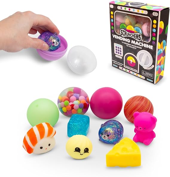 Vending Machine Toy Set with 10 Surprise Collectible Pieces, Kids Fun Dispenser Machine with Squishy Characters For Boys and Girls Ages 3+