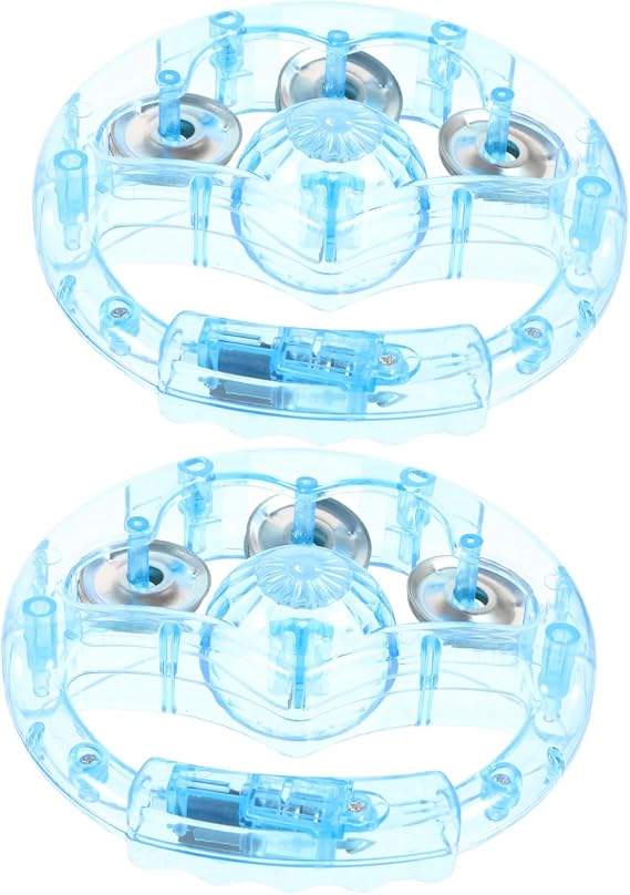 2pcs Light up Tambourines Plastic Handheld Shakers for Parties | Blue Finish, Easy Shaking Use, Safe Material Build, Suitable for Ktv Sessions and Versatile Play