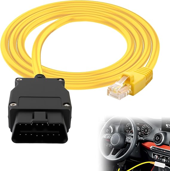 ENET Cable OBD2 to RJ45, Diagnostic Ethernet OBDII Coding Cable for B-M-W | 2M Connect Cable Adapter Compatible with Bootmod3 ISTA ESYS Coding F-Series & G-Series