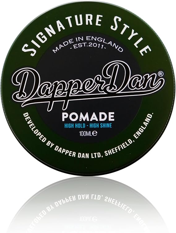 Dapper Dan Signature Style Pomade High Hold 100ml | High Hold High Shine Water Based Pomade for Classic Slick Back and Quiff Styles. Bergamot and Leather Fragrance.
