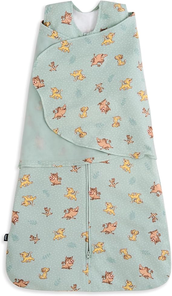 HALO 100% Cotton Sleepsack Swaddle, 3-Way Adjustable Wearable Blanket, Small, TOG 1.5, Lion King Friends