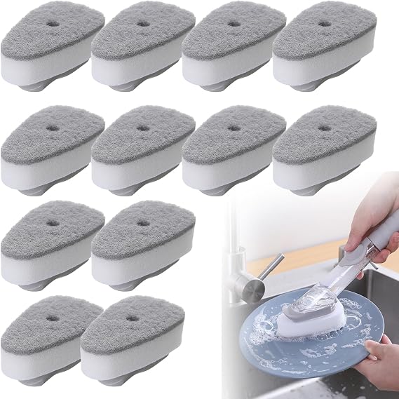 14pcs Dish Wand Sponge Refills for Scrub Daddy Dish Daddy, Non-Scratch Washing Up Wand Replacement Heads Durable Scrubber Pads for Kitchen Stovetop Grills Bathroom Cleaning