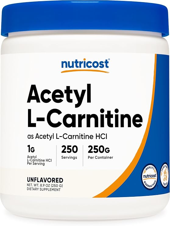 Nutricost Acetyl L-Carnitine Powder (ALCAR) 250G, 1G Per Serving, 250 Serv