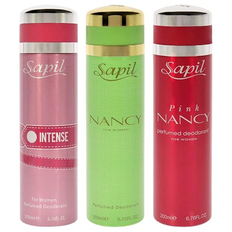 Sapil Kit by Sapil for Women - 3 Pc Kit 6.76 oz Deodorant Spray - Intense, Nancy Green, Pink Nancy