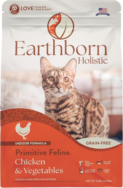 Earthborn Holistic Primitive Feline Grain-Free Dry Cat Food 4 Pound (Pack of 1)