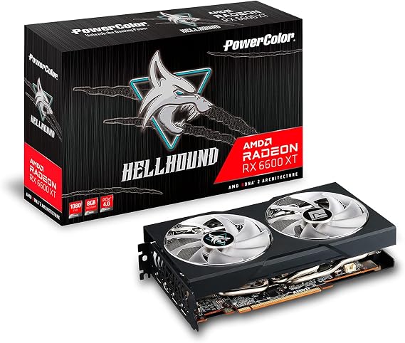 PowerColor Hellhound AMD Radeon RX 6600 XT Gaming Graphics Card with 8GB GDDR6 Memory, Powered by AMD RDNA 2, HDMI 2.1
