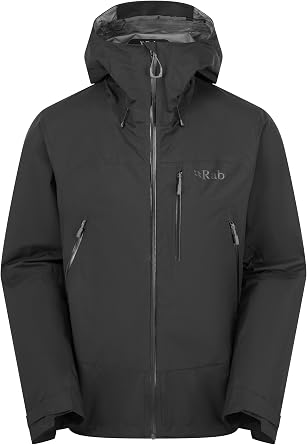 Rab Men's Downpour Mountain Jacket - Lightweight Waterproof Hooded Coat for Hiking, Trekking, Climbing