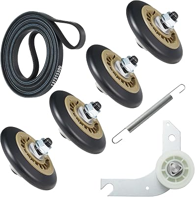 134715900 Dryer Drum Support Rollers&131601000 Spring Idler&134793500 Dryer Idler Pulley&137315300 Drive Belt - Compatible With Electrolux Frigidaire Dryers Replacement Part Dryer Repair Kit 7PCS