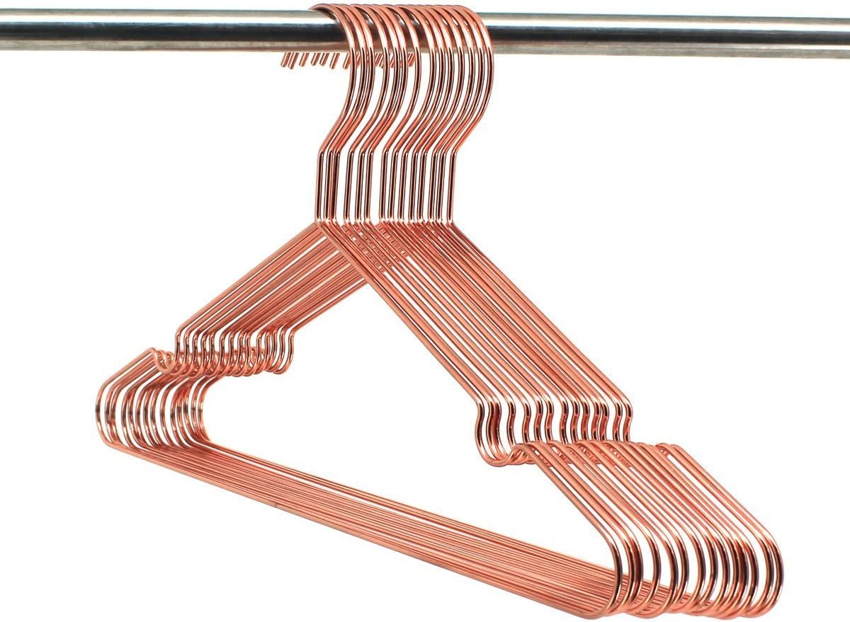 30Pack Koobay 13" Children Rose Copper Gold Shiny Metal Wire Top Clothes Hangers for Shirts Coat Storage & Display