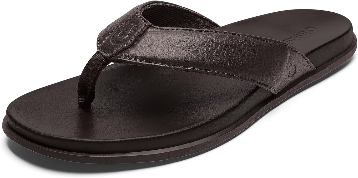 OluKai Olali Men's Leather Sandals, Versatile & Comfortable Flip Flops, Soft & Durable Material, Arch Support & All-Day Wear