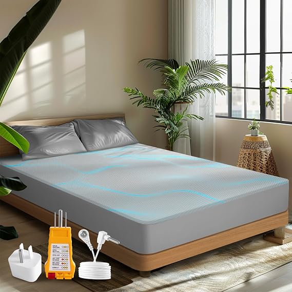 Grounding Fitted Sheet, 10% Pure Silver Fiber & 90% Ultra Soft Cotton, Earth Connected Bedding, Fits Deep Mattress, Grey, 54"x80"x18"
