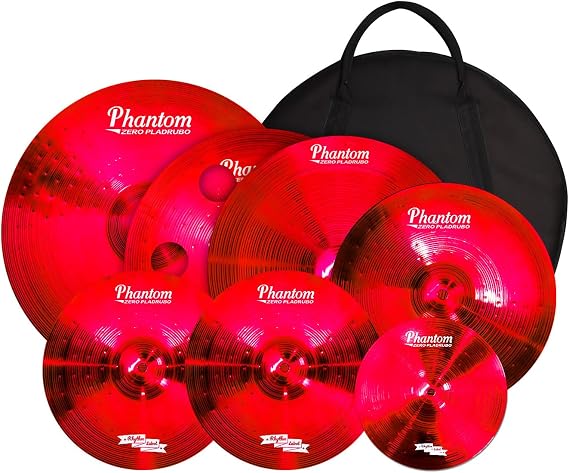 PD Titanium Color Cymbals Set – 7-Piece Drum Cymbal Pack for Acoustic Kits – Red/Blue/Black – Lightweight, Durable & Stage-Ready – Direct from Manufacturer (Red)