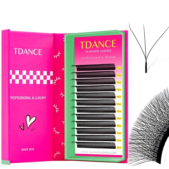 TDANCE YY Lash Extensions Premade Volume Eyelash Fans YY Lashes Matte Black W Lashes Extensions(W-3D-0.07-M,8-15 mm)