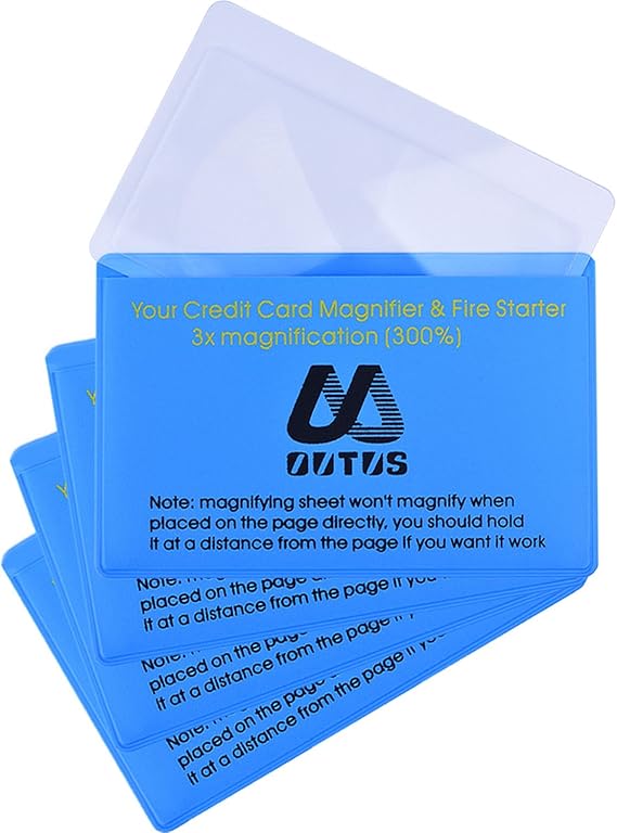 4 Pack Wallet Magnifier Cards Credit Card Magnifying Glass Fresnel Lens | Pocket Lens Card, Fits Any Wallet Slot, Plastic Sheet Magnifier, Clear Fresnel Optics, 4 PCS