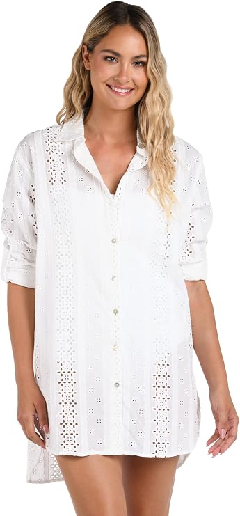 La Blanca Women's Camp Shirt Swimsuit Cover Up
