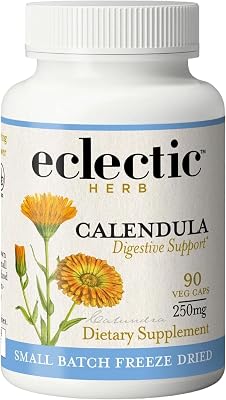 Eclectic Herb - Freeze Dried Calendula Capsules | Immune Support Supplement | Gut & Digestive Health | Natural Herbal Supplement | Vegan, Non-GMO, Gluten Free 90 CT | 250 mg