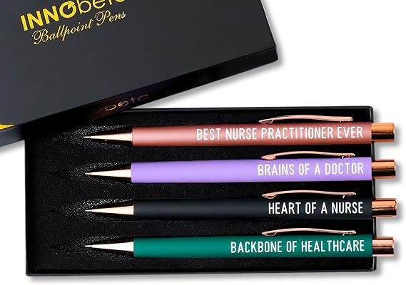 InnoBeta Nurse Practitioner Gifts for women Ballpoint Pen Set of 4, Funny Nurse Practitioner Pen, Office Tools for Nurses week - Best
