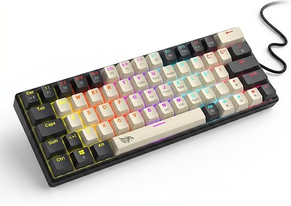 Gameagle%60 Kompakt Kablolu RGB Gaming Klavye, 16 Modlu RGB Renk, Double Shot Tuşlu, 21 Key Rollover Destekli, Taşınabilir Ergonomik Tasarım, Sessiz Tuşlu Mini Kırmızı Switch Oyuncu Klavyesi KB-05