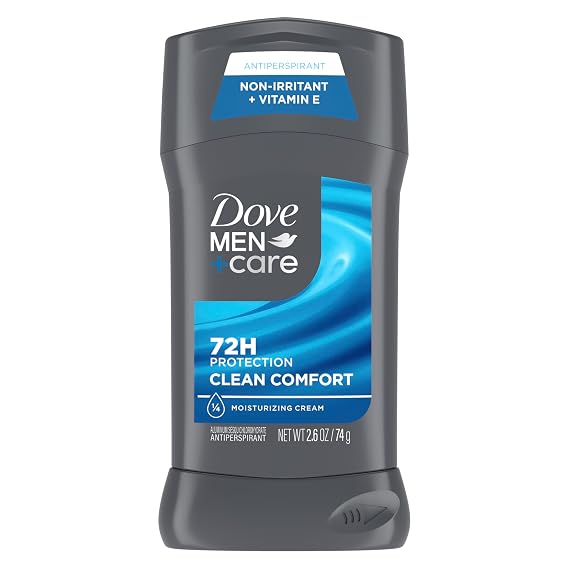 Dove Men+Care Antiperspirant Deodorant Stick Clean Comfort 72-Hour Sweat & Odor Protection Antiperspirant for Men With 1/4 Moisturizing Cream 2.6 oz