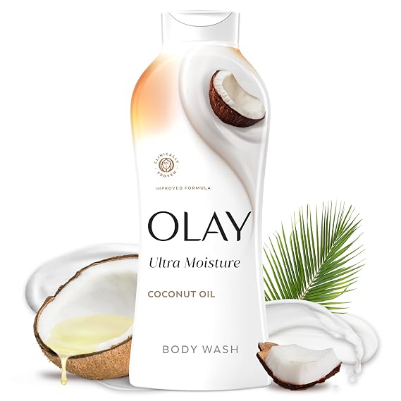 Olay Body Wash for Women, Ultra Moisture, 24hr Moisturizing, Hydrating & Refreshing, B3 Vitamin Complex, Free of Parabens & Phthalates, For All Skin Types, Coconut Oil Scent, 22 fl oz