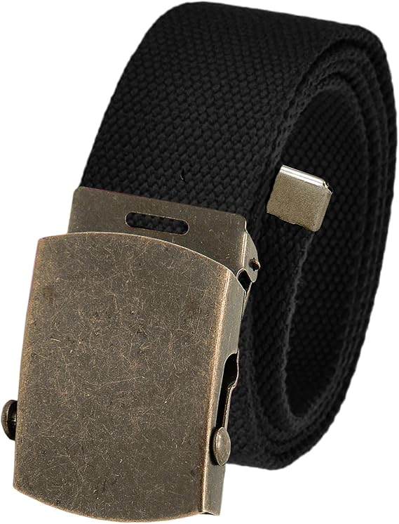 Build A Belt Men's Classic Antique Gold Slider 1.5" Wide Buckle with Canvas Web Belt