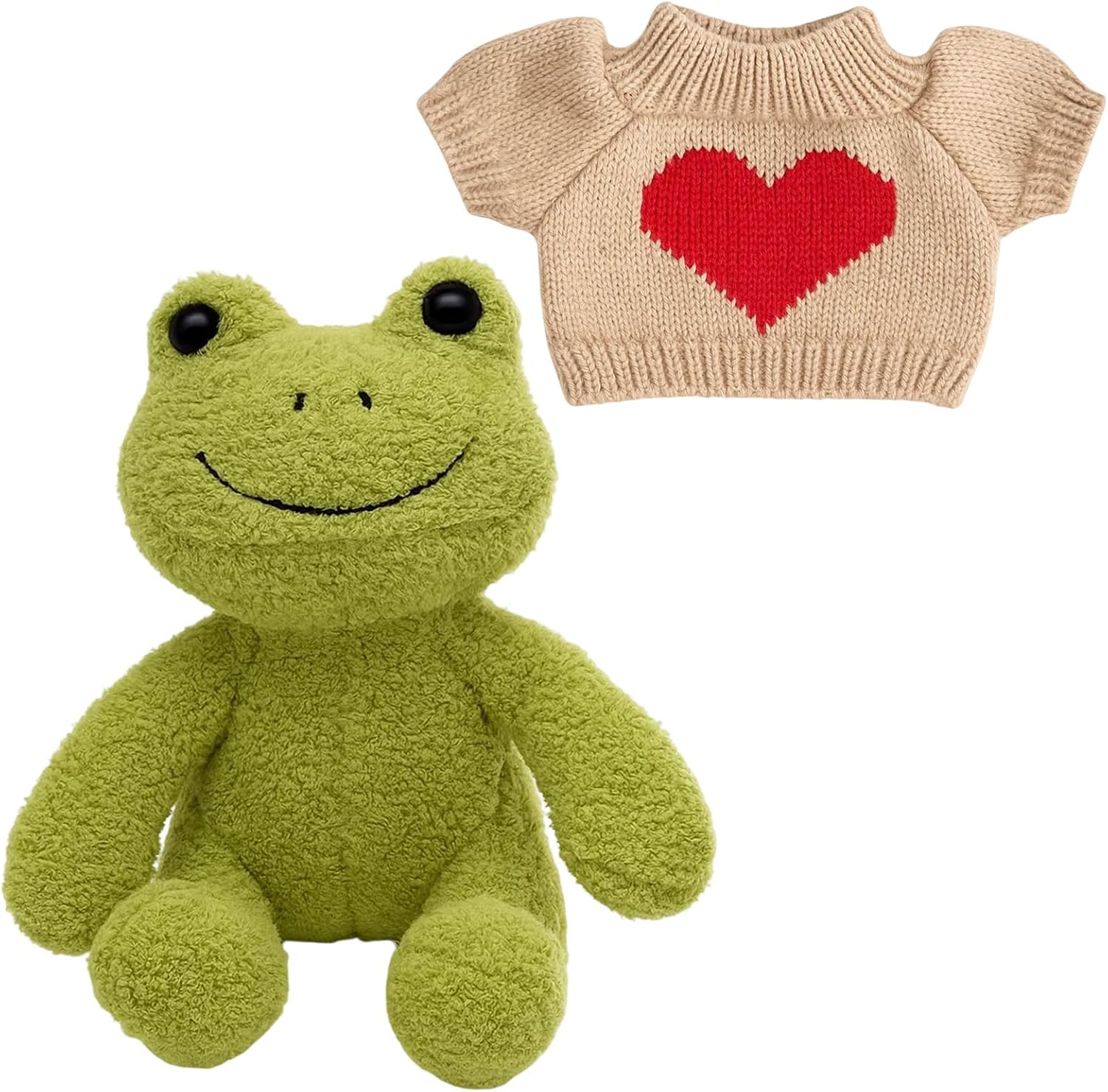 Frog Teddy, 2-Piece Frog Plush Set with Outfit, Cute Stuffed Animal Frogs for Kids and Adults, Gifts for Bedtime Companionship, Room Decor, and Emotional Support