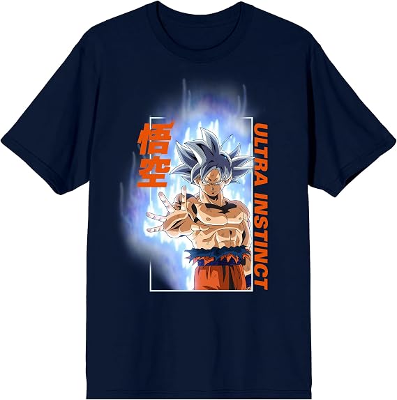 Dragon Ball Super Ultra Instinct Goku Adult Navy Crew Neck Short Sleeve T-Shirt-Small