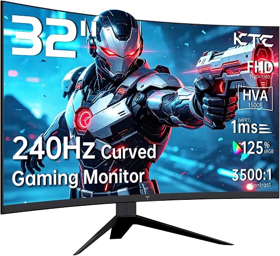 KTC 32 inch 240Hz Curved Gaming Monitor, 1080P Curved Monitor 1ms, H32S17F