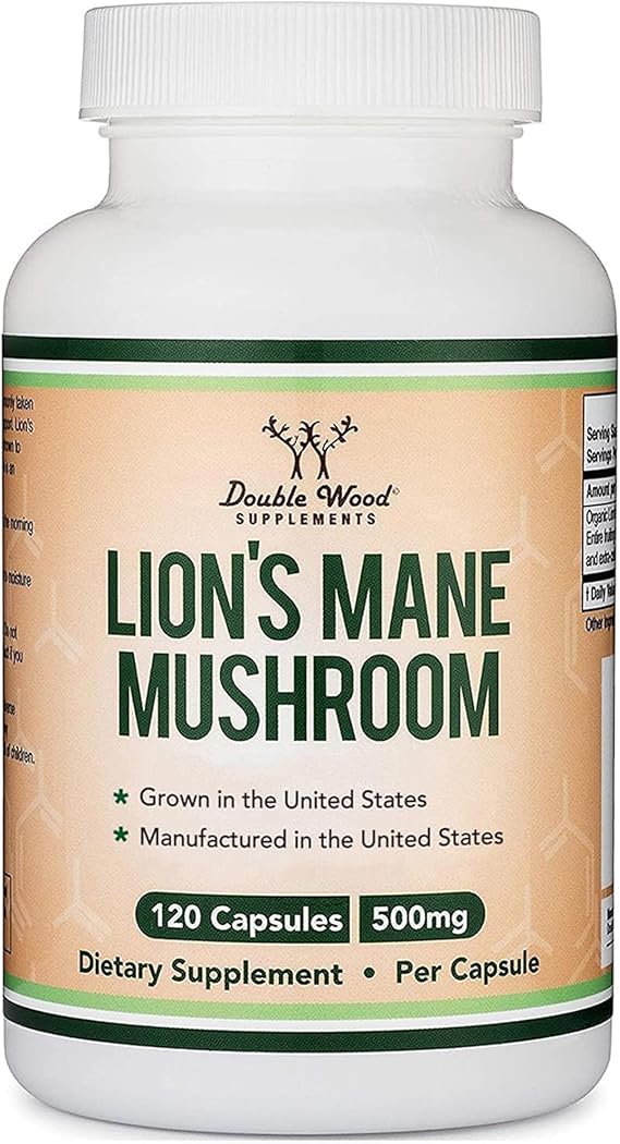 Organic Lion's Mane Mushroom 1,000mg, Memory + Focus Support, 120 Capsules