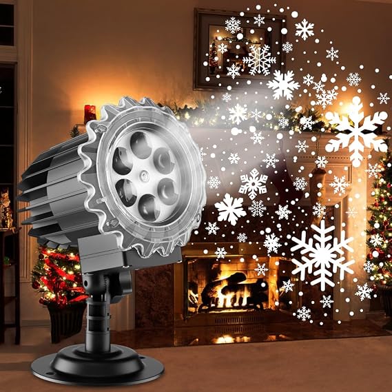 Christmas Snowfall Projector Lights, MILPROX Indoor Outdoor Holiday Snowflake Projector Lights, Clear Rotating Snow Falling Lamp for Halloween Xmas Party Garden Landscape Decoration(Snow Spots)