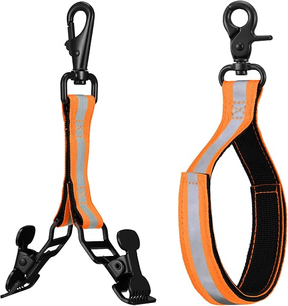 2 Pieces Firefighter Glove Strap with Reflective Trim Firefighting Glove Safety Strap Turnout with Swivel Snap Hook Clip