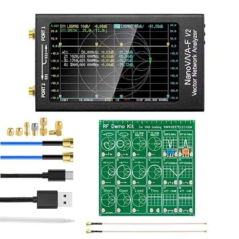 AURSINC NanoVNA-F V2 Vector Network Analyzer 50KHz-3GHz Antenna Analyzer 4.3inch Screen with 5000mAh + Filter Attenuator RF Demo Kit NanoVNA RF Tester Board