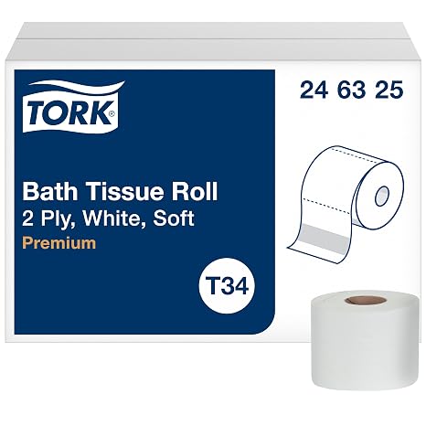 Tork Toilet Paper Roll White T34, Premium, 2-ply, 48 x 625 sheets, 246325