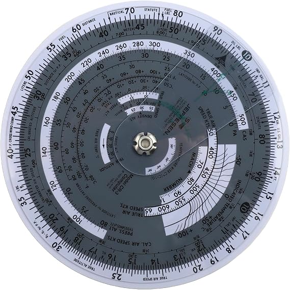 Aviation Flight Computer E6B-R Navigation Plotter Slide Rule Calculator Waterproof Plastic Circular Flight Training Planning Tool with Built-in Scale 4 & 6 Inch(E6B-R)