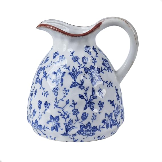 6 Inch Small Blue and White Ceramic Vase, Chinoiserie Floral Table Decor