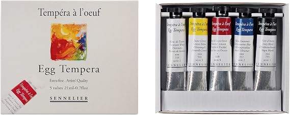 SENNELIER Egg Tempera Set, Assorted Colors, 21 ml