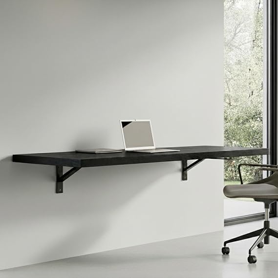 Wall Mounted Desk, Murphy Desk, Wall Mounted Folding Table, 48x16 Black | Houseables Laundry Folding Table, Fold Down Work Bench, Foldable Station, Floating Bar, Hanging, Dining, Kitchen, Clothes