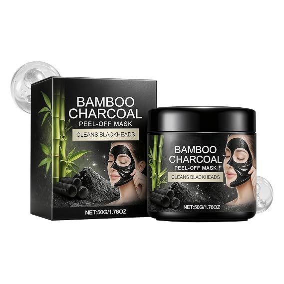 Bamboo Charcoal Peel Off Mask, Deep Cleansing Blackhead Remover, Pore Minimizing Face Mask for Acne & Dirt Removal, Pores Shrinking for Men & Women