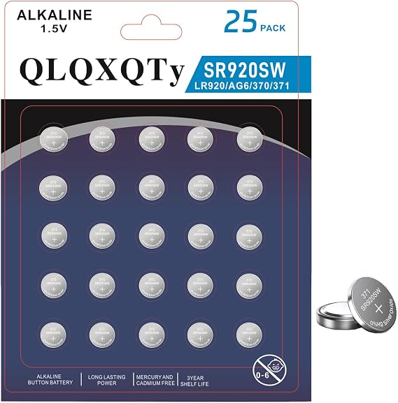 25 Pack SR920SW Watch Battery AG6 LR921 V371 1.55V Silver Oxide Battery 1.55v