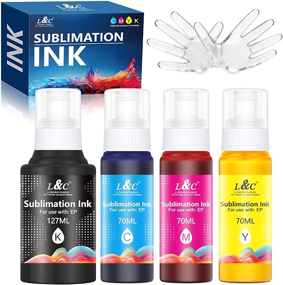 Sublimation Ink for Epson ET-2810 ET-2850 ET-2830 ET-2815 ET-4810 ET-1810 ET-2860 ET-15000 ET-2820 ET-4800 Sublimation Ink Refill Bottles Compatible EPSON Printer(Autofill/Anti-UV/ICC-Free)