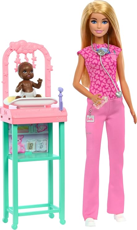 Barbie Career Play Sets - Doctor Baby Pediatrician Barbie, blonde doll, 1 baby figure, furniture and accessories JCR72