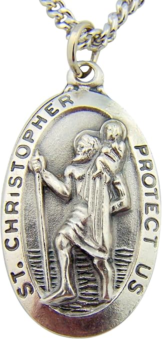 CB Silver Toned Base Saint Christopher Travel Transportation Medal, 1 3/8 Inch